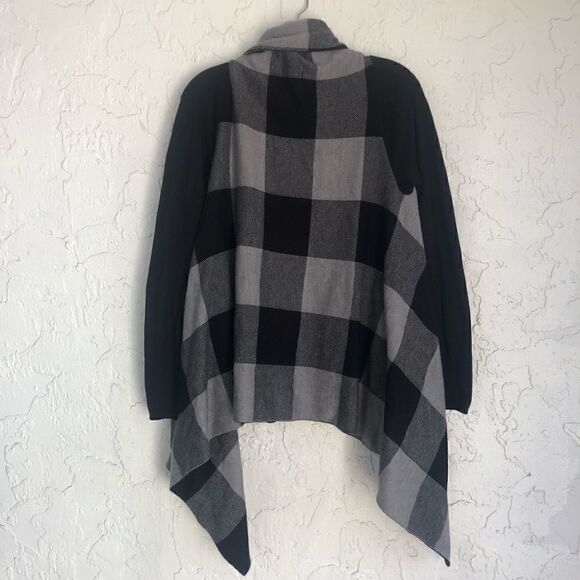 TORRID Open Front Drape Cardigan Sweater Size 0X Buffalo Check - Picture 6 of 8